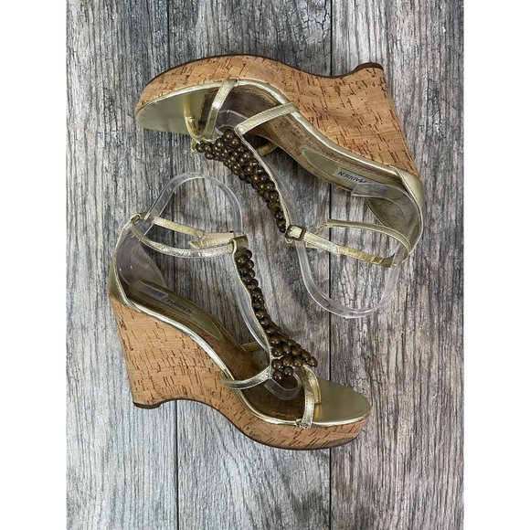 STEVE MADDEN Womens Cork Platform Wedge Sandals size 8.5 - Picture 4 of 12